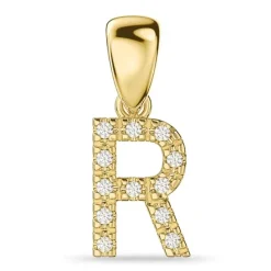 Bogstav R diamant vedhæng i 14 karat guld 0,08 ct