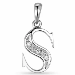 Bogstav s diamant vedhæng i 9 karat hvidguld 0,02 ct