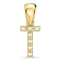 Bogstav T diamant vedhæng i 9 karat guld 0,05 ct