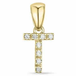 Bogstav T diamant vedhæng i 9 karat guld 0,051 ct
