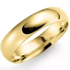 Bred 6 mm vielsesring i 9 karat guld