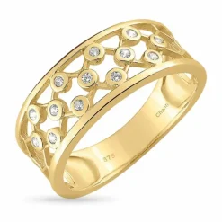 Bred hvid zirkon guldring i 8 karat guld