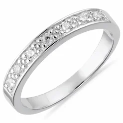 Bred hvid zirkon ring i sølv