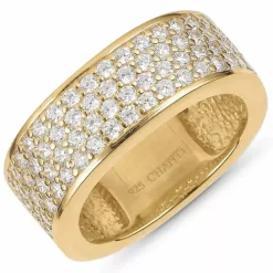 Bred zirkon ring i forgyldt sølv