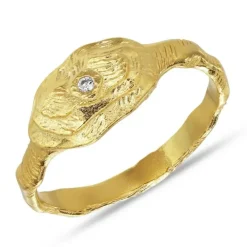Bred zirkon ring i forgyldt sølv