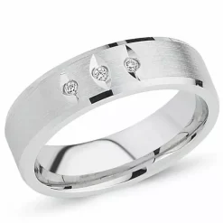 Bred zirkon ring i rhodineret sølv