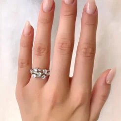 Bred zirkon ring i sølv