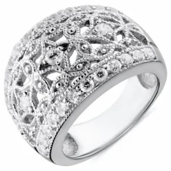 Bred zirkon sølv ring i sølv