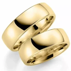 Brede 7 mm vielsesringe i 9 karat guld - sæt