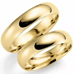 Brede 6 mm vielsesringe i 14 karat guld - sæt
