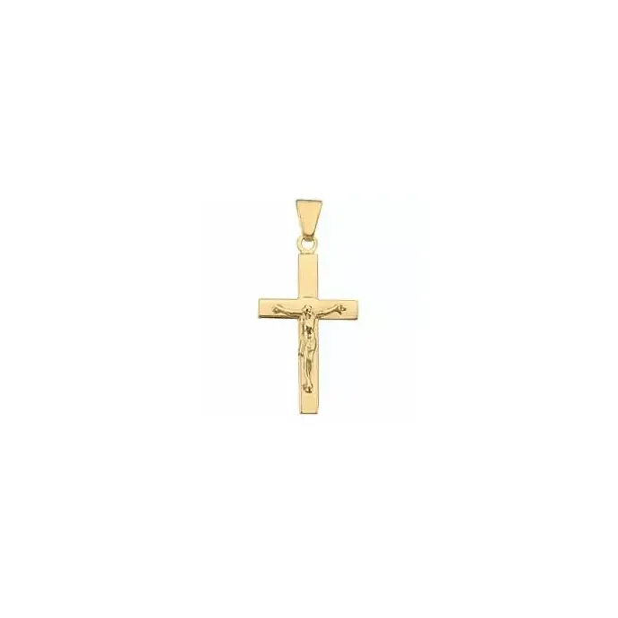 Bredt Jesus BNH kors i 14 karat guld