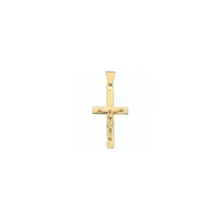 Bredt Jesus BNH kors i 8 karat guld