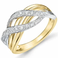 Brillantring i 14 karat guld med rhodium 0,092 ct