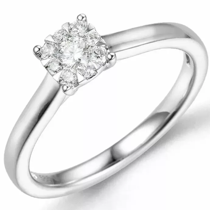 Brillantring i 14 karat hvidguld 0,10 ct 0,11 ct