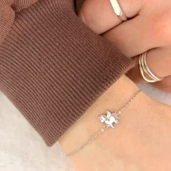 Børne Nordahl Andersen enhjørning armbånd i rhodineret sølv multifarvet emalje
