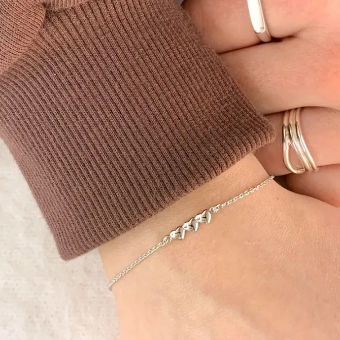 Børne Nordahl Andersen hjerte armbånd i rhodineret sølv