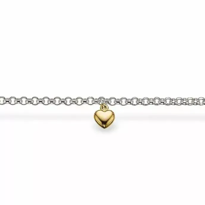 Børne Scrouples hjerte armbånd i sølv med 14 karat guld