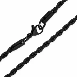 Cordelhalskæde i sort stål 55 cm x 3,0 mm