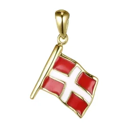 Dannebrog flag vedhæng i forgyldt sølv