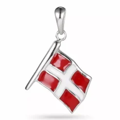 Dannebrog flag vedhæng i sølv