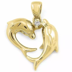 Delfin diamant vedhæng i 9 karat guld 0,02 ct