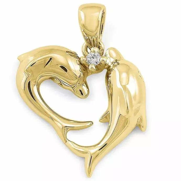 Delfin diamant vedhæng i 9 karat guld 0,02 ct