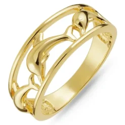 Delfin ring i forgyldt sølv