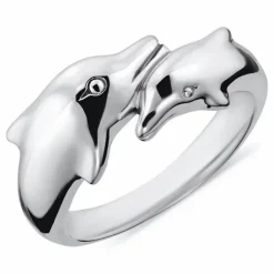 Delfin ring i oxideret sterlingsølv