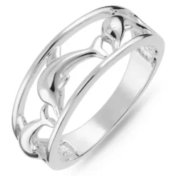 Delfin ring i rhodineret sølv