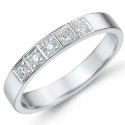 Diamant alliancering i 14 karat hvidguld 5 x 0,03 ct