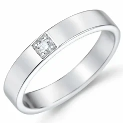 Diamant alliancering i 14 karat hvidguld 1 x 0,05 ct