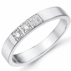 Diamant alliancering i 14 karat hvidguld 3 x 0,03 ct