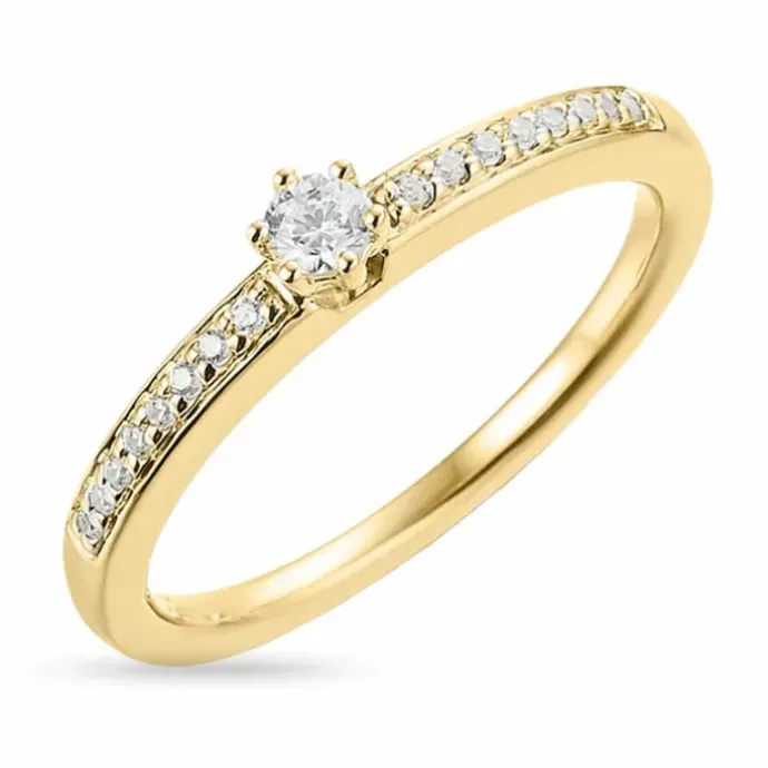 Diamant guld ring i 14 karat guld 0,09 ct 0,076 ct