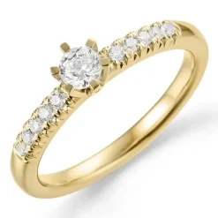 Diamant guldring i 14 karat guld 0,18 ct 0,12 ct