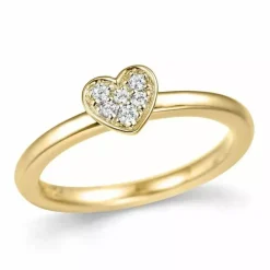 Diamant hjertering i 14 karat guld 0,084 ct