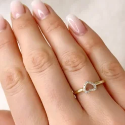 Diamant hjertering i 14 karat guld 0,102 ct