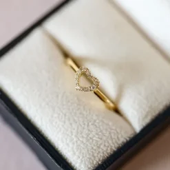 Diamant hjertering i 14 karat guld 0,102 ct
