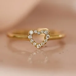 Diamant hjertering i 14 karat guld 0,102 ct