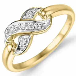 Diamant ring i 9 karat guld.- og hvidguld 0,05 ct