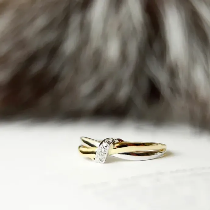 Diamant ring i 14 karat guld.- og hvidguld 0,03 ct