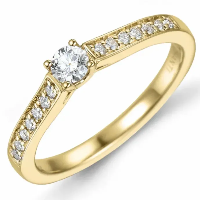 Diamant ring i 14 karat guld 0,15 ct 0,11 ct