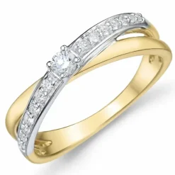 Diamant ring i 14 karat guld.- og hvidguld 0,25 ct