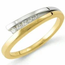 Diamant ring i 9 karat guld.- og hvidguld 0,13 ct