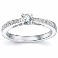 Diamant ring i 14 karat hvidguld 0,26 ct 0,12 ct