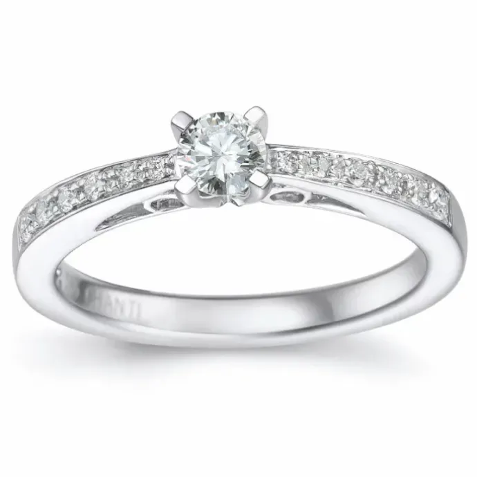 Diamant ring i 14 karat hvidguld 0,26 ct 0,12 ct