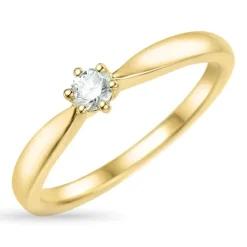 Diamant solitairering i 14 karat guld 0,15 ct