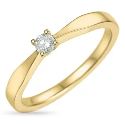 Diamant solitairering i 14 karat guld 0,10 ct