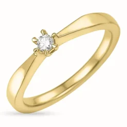 Diamant solitairering i 14 karat guld 0,05 ct
