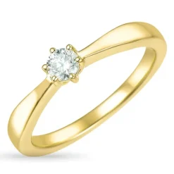 Diamant solitairering i 14 karat guld 0,15 ct