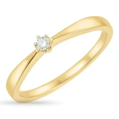 Diamant solitairering i 14 karat guld 0,05 ct